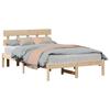 Brown Bed Frame with Headboard 120 X 200 Cm Solid Pine Wood