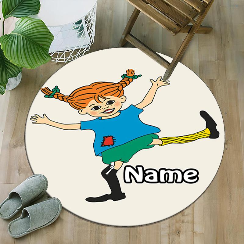 Customizable Pippi Longstocking1 Round Non-Slip Carpet - Ideal for Garden, Picnic, Office, Perfect for Decoration, Suitable For All Seasons