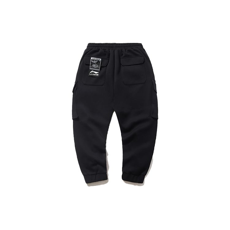 Colaboración Li Ning X J20 Pantalones Deportivos Largos Holgados con Puño para Trabajador de Vuelo Unisex Pantalones Estándar-Negro AKLPA79-2