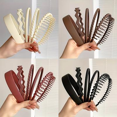 5-teiliges Haarreifen-Set mit süßen Zähnen, einfarbiges Haarband, hohles Design, Kopfreifen für Damen und Mädchen, Haar-Accessoires für Gesichtswäsche, Hautpflege, Bad