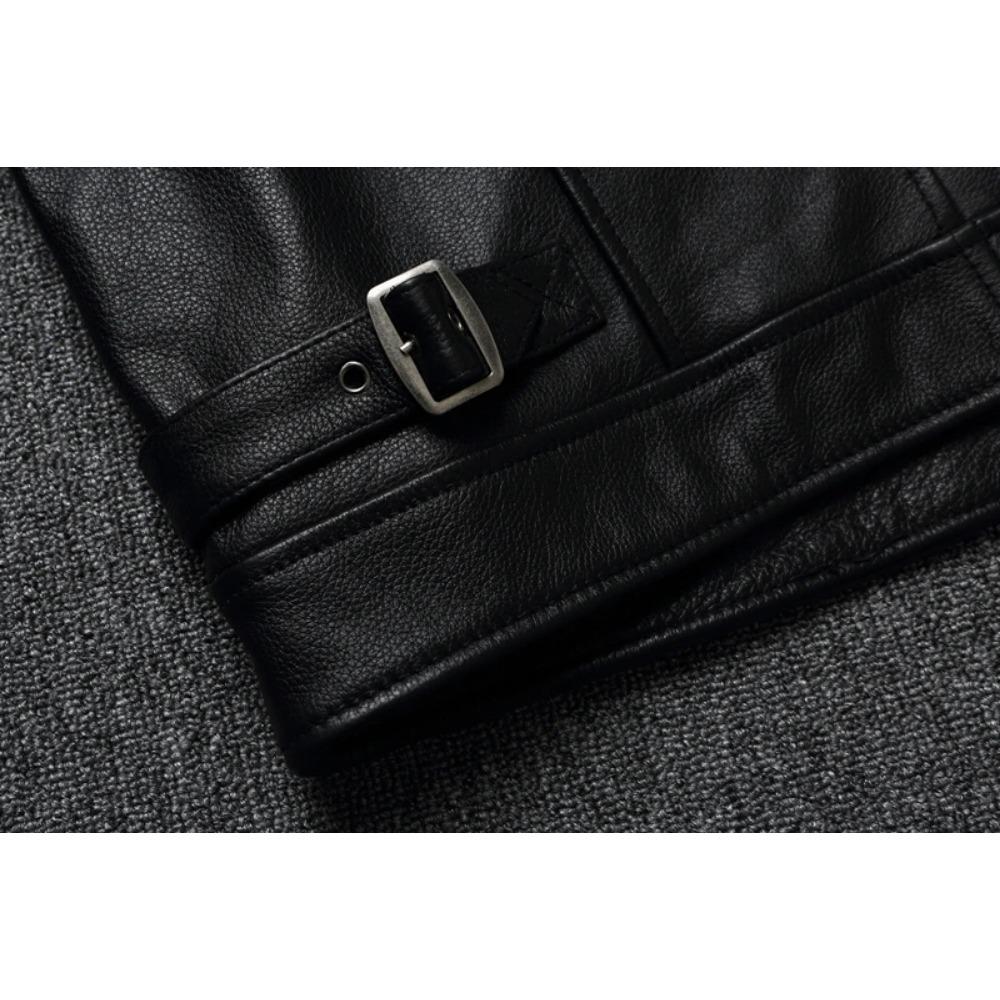 Čínská velikost Classic Resident Pánská kožená bunda Dlouhý kabát z pravé kůže Slim Fit Pravá hovězí kůže Pánská lovecká bunda podzim