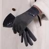 Women's Winter Touchscreen Gloves - Thickened Windproof Cold-Proof Hand Warmers with 3-Button Wrist Closure, Fingers for Smartphone Use