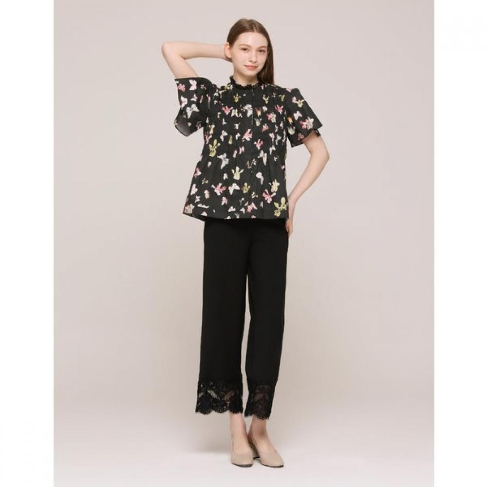 SON JUNG WAN Butterfly Print Shirring Blouse Zdr6262081