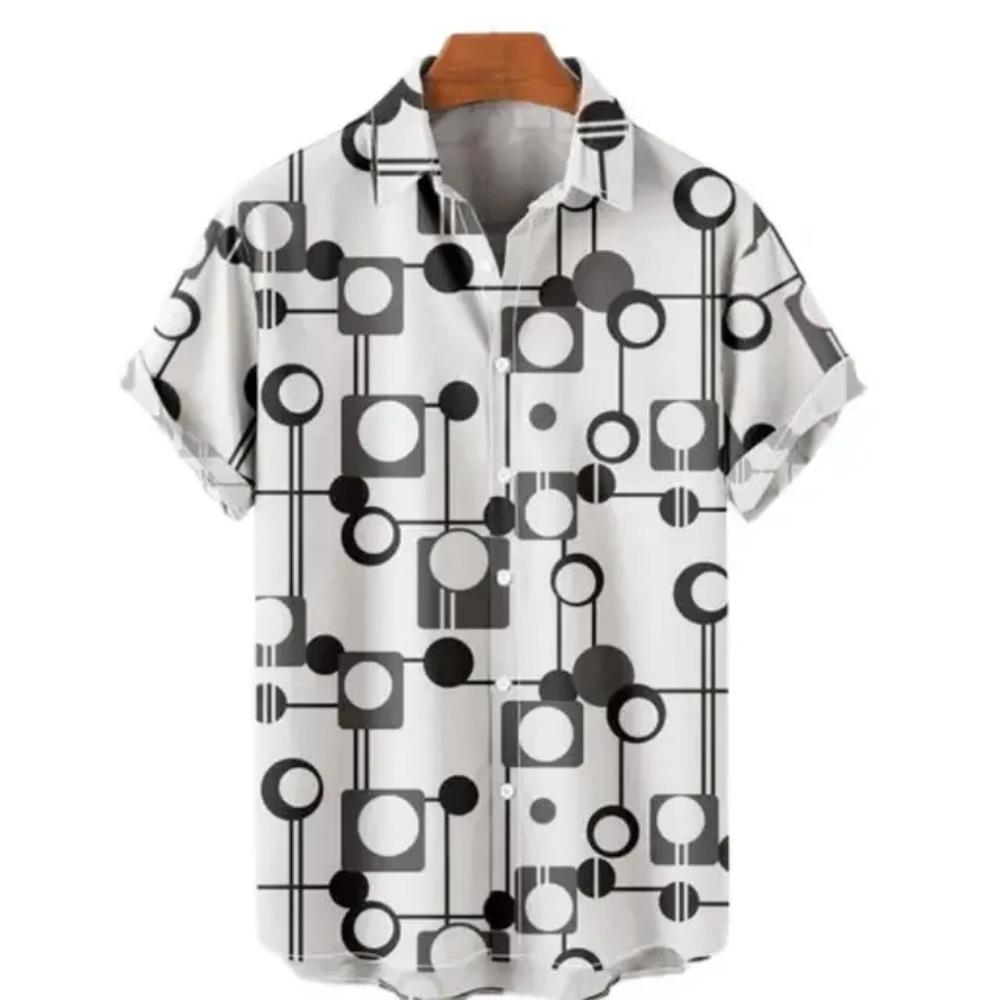 

Рубашка мужская гавайская повседневная с коротким рукавом, рисунок в стиле мультфильма, ретро-модная одежда, ретро-стиль, летний отдых, мужская рубашка для светских мероприятий 4XL