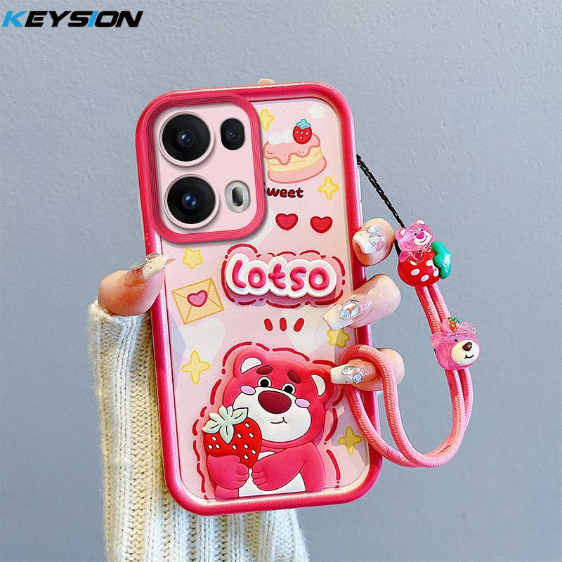 

KEYSION Противоударный чехол для OPPO Reno13 Pro 5G с ремешком, мягкий силиконовый чехол для телефона с милой 3D-мультяшной куклой для OPPO Reno 13 5G for Reno13 Pro 5G