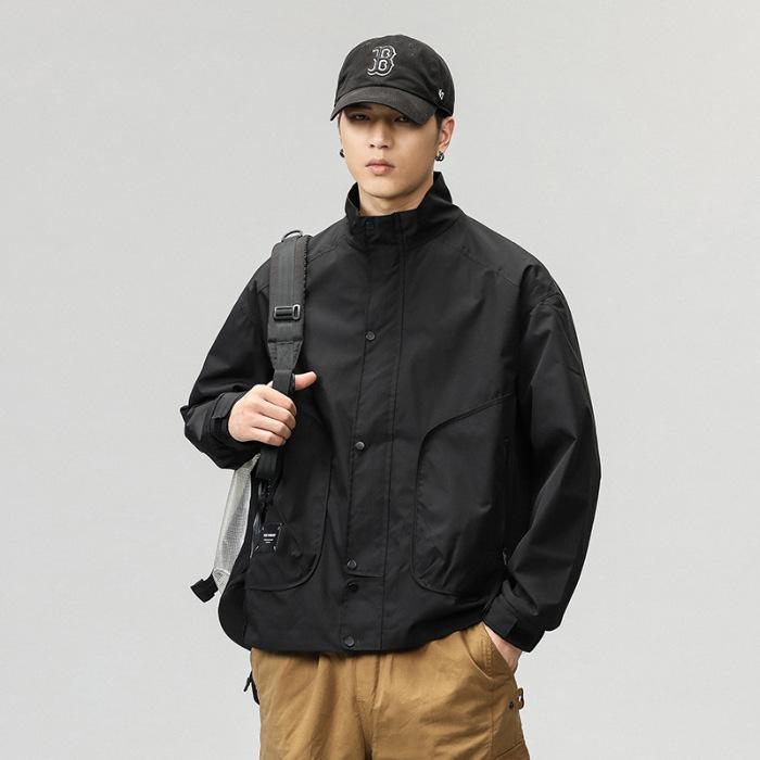 Black Jacket Men'S Loose Large Size Casual Tooling Men'S Jacket Jacket Clothes Trendy Brand