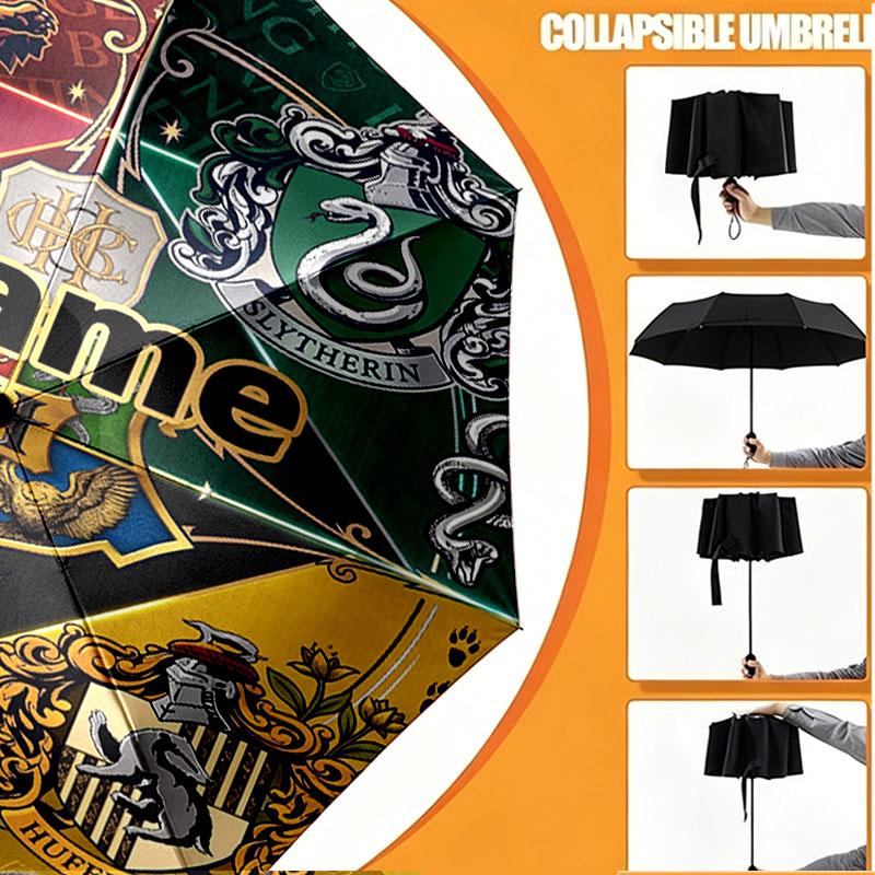 Custom Name Personalized Harry potter Print Umbrella, Auto Open Close, 8‑Rib Sturdy Frame, Commute Camping Hiking Use, Birthday Gift