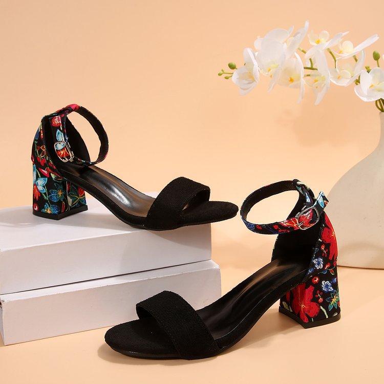 

Мода 2025 Мода Женские черные сандалии на высоком каблуке с флисовым узором Женские туфли на высоком каблуке С открытым носком Ремешок на щиколотке Обувь на толстой подошве 42 чёрный