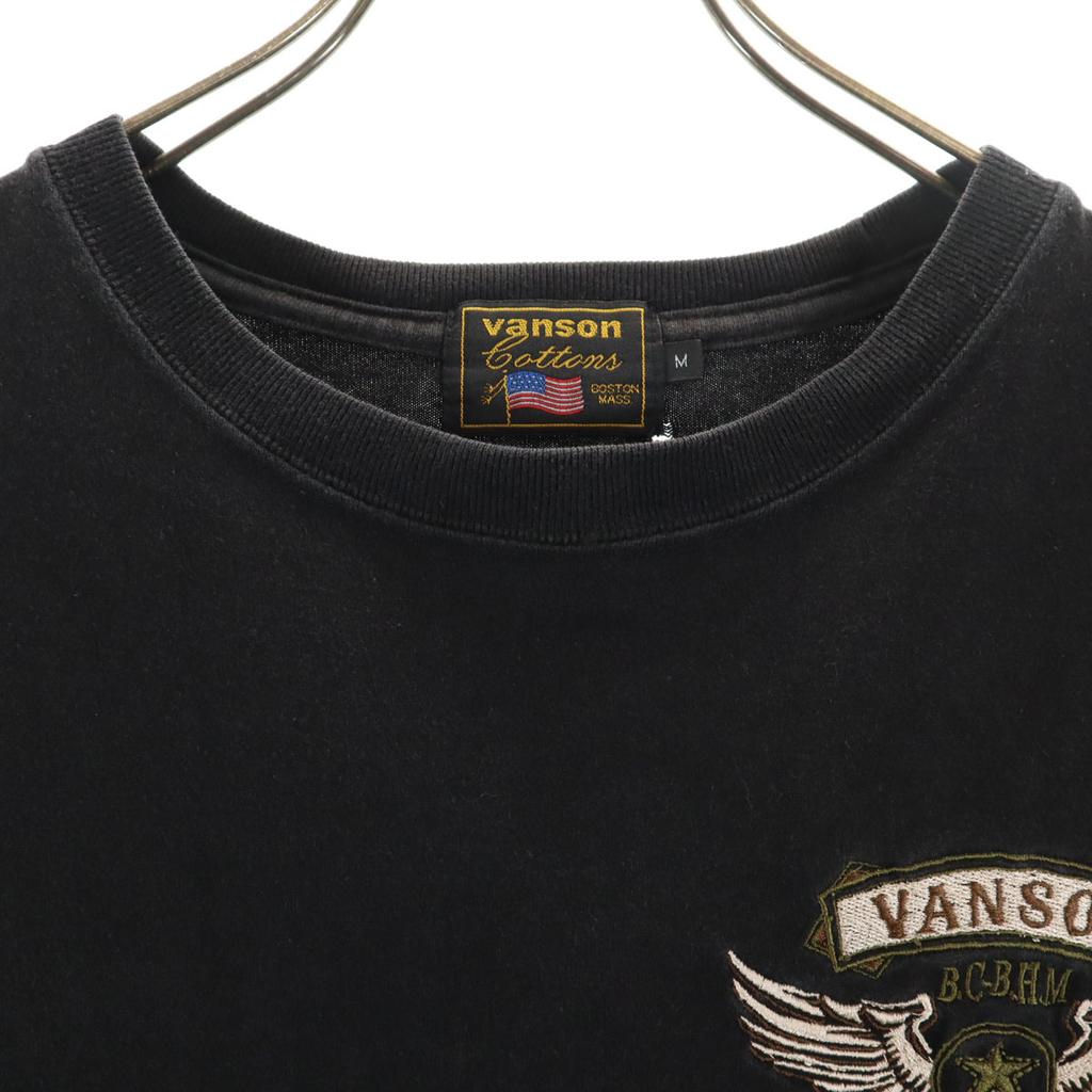 VANSON Flying star embroidery on the back Short sleeve T-shirt M black Men's Used
