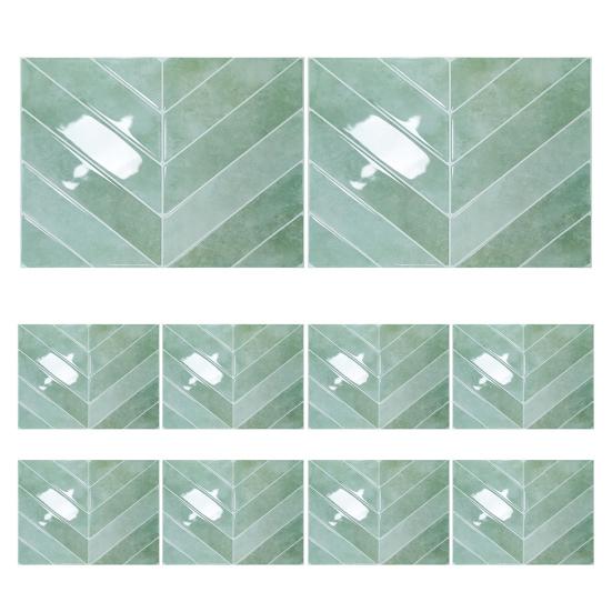 10Pcs Wall Stickers Dark Green Leaf Pattern Easy to Paste Anti-Slip Wall Decals Living Room Bedroom Kitchen Decor