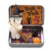 Halloween Bear In A Box for Trick Or Treat with Witch Blanket Cute Halloween Bear with Broom Pumpkin & Cat Witch Ornaments