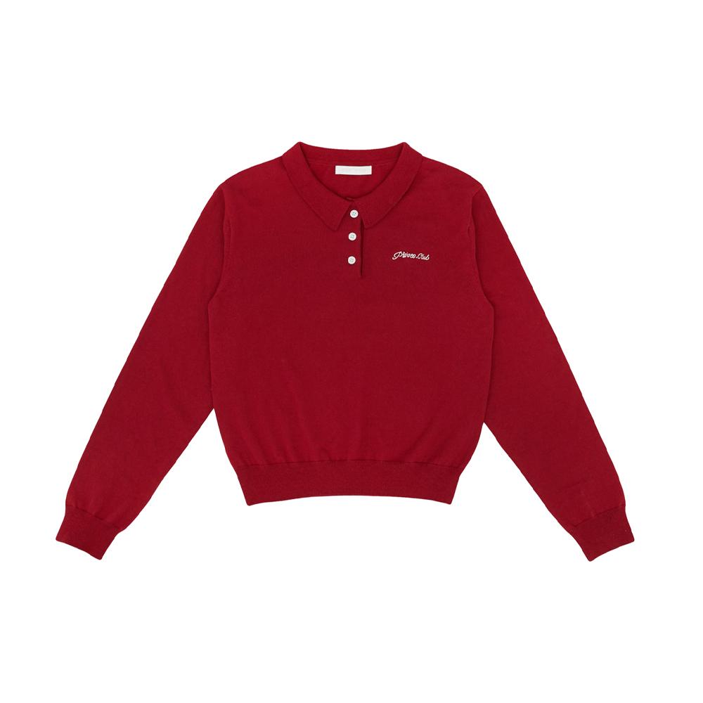 PIV’VEE Cotton Cashmere Knit Pk Shirt (Wine Red)