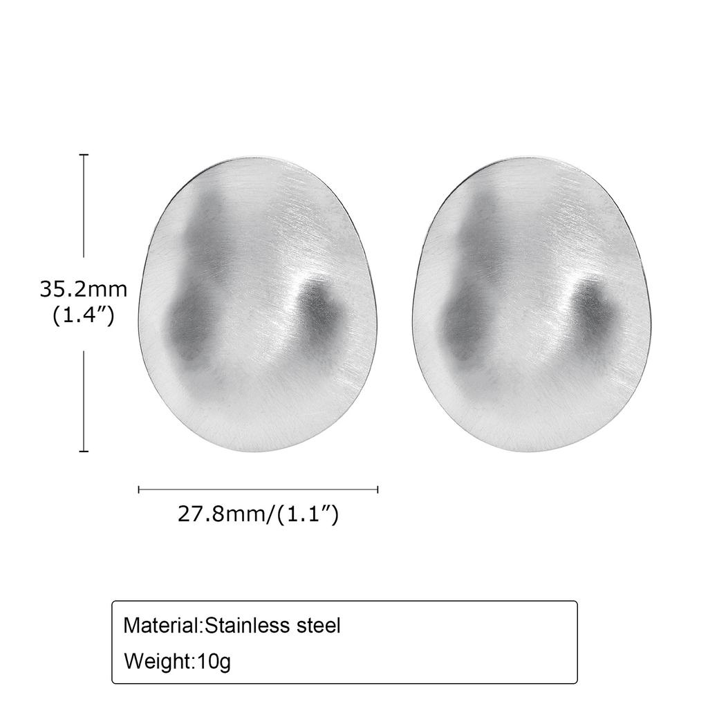 Orecchino a Perno Oversize Opaco Acciaio Inossidabile Ipoallergenico, Geometrico Ovale Orecchini da Donna Minimalisti