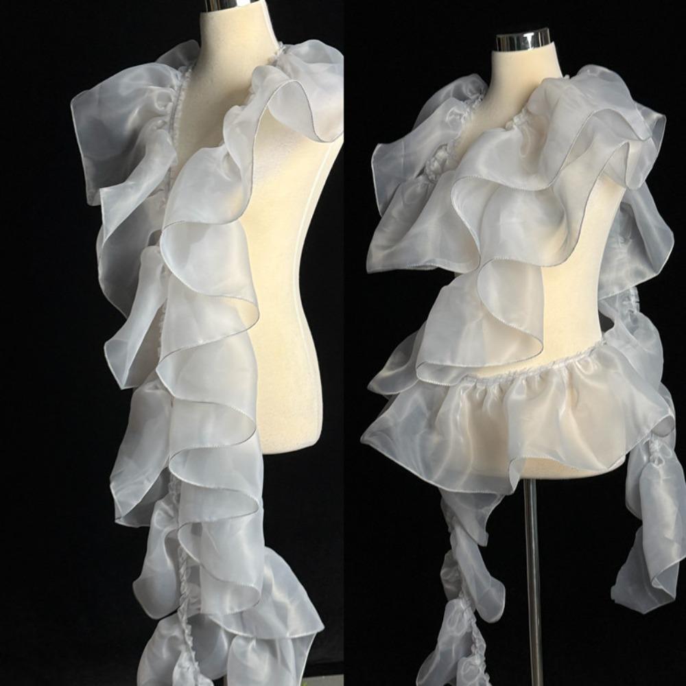 Nowa Koronka Organza Szerokość 20CM Jednokolorowa Plisowana Kształt Zmarszczenia Zakręcone Brzegi Materiał do Dekoracji DIY Falbana Materiał do Szycia