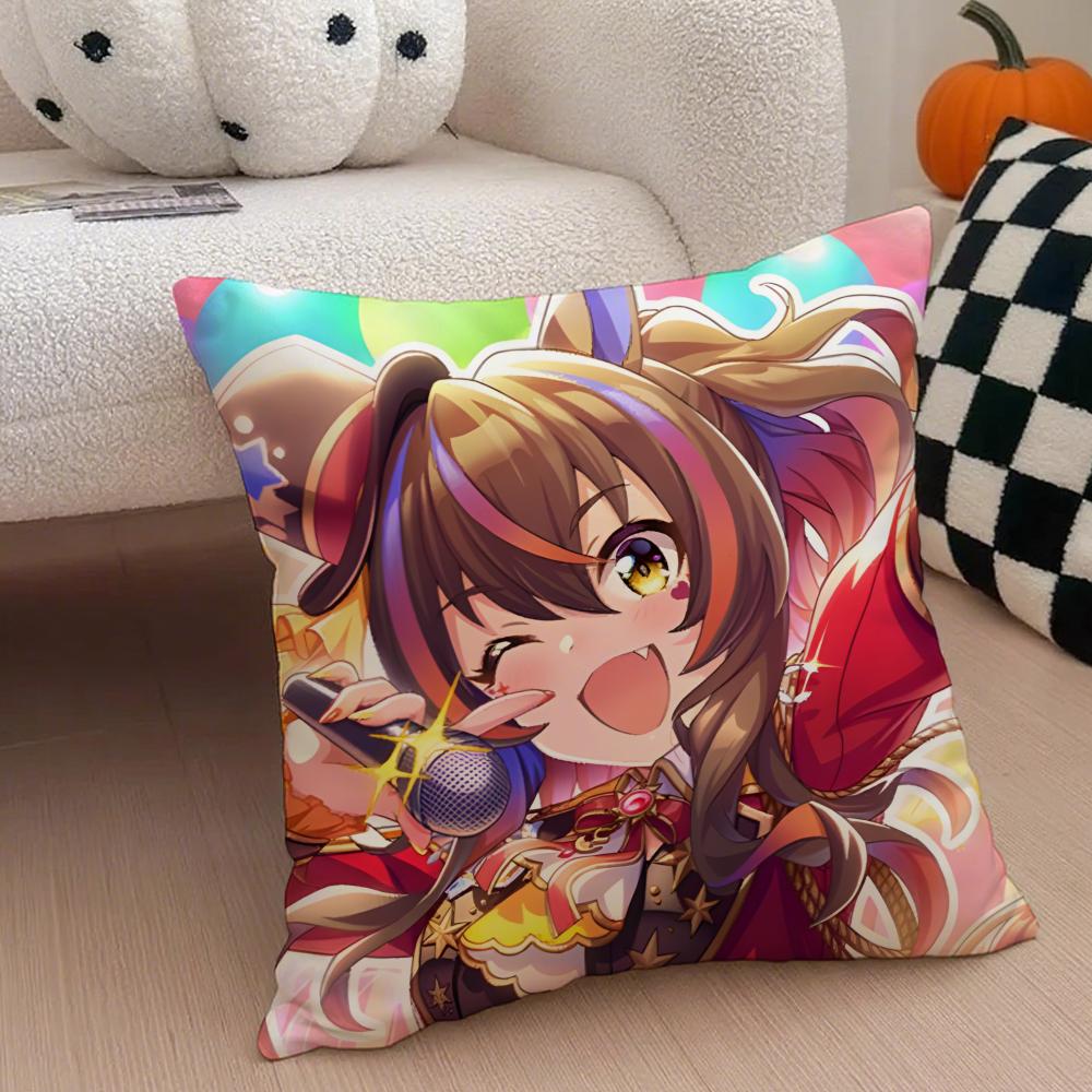 Cheerful Anime UUmamusume Pretty Derby Cushion Cover Throw Pillow Cover Hidden Button Durable Polyester Chair Cushion
