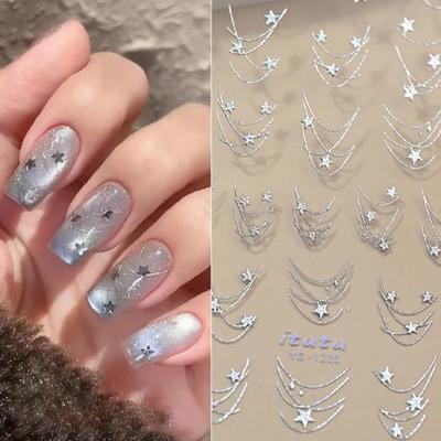 Star Nail Art Stickers Bronzing Flash High Quality Self Adhesive Sticker Nail Charm Decoration Stereoscopic