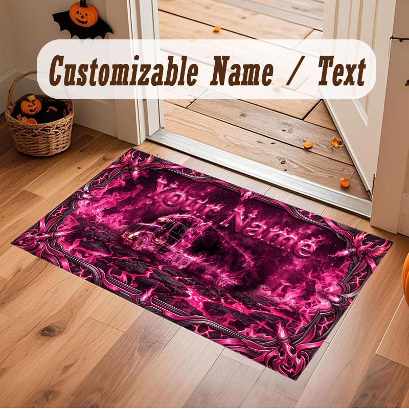 Decorative Artwork Theme Crystal Velvet Floor Rug Personalized Custom Name Text Warm Carpet Home Decoration