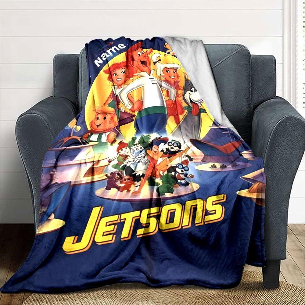 Jetsons Family Adventure Multi Purpose Customizable Blanket Customize Text Comfortable Perfect For Sofa Couch Office Bed Picnics Ideal For All Seasons
