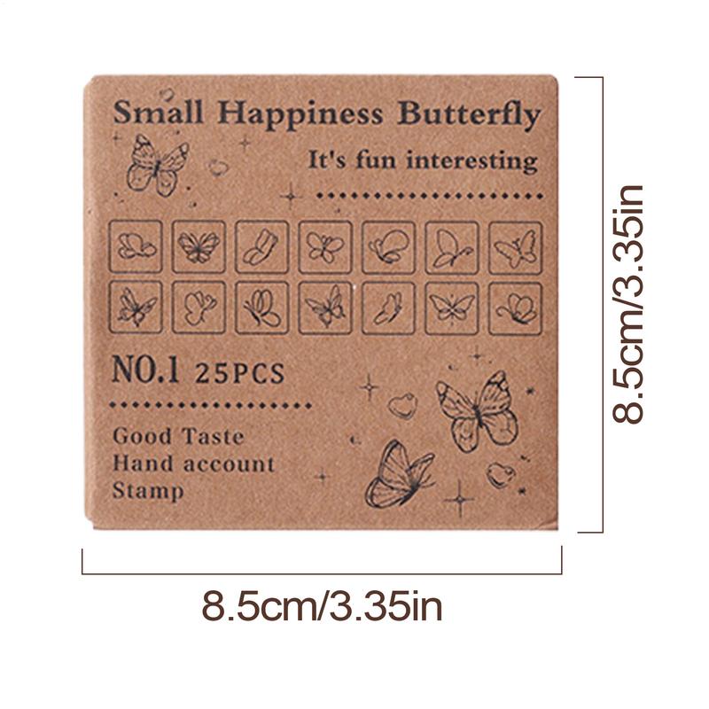 Stamp Set For Kids 25 Pieces Wood Butterfly Craft Stamps Vintage Stamp Making Kit With Box Decorative Make Your Own Art Stamps