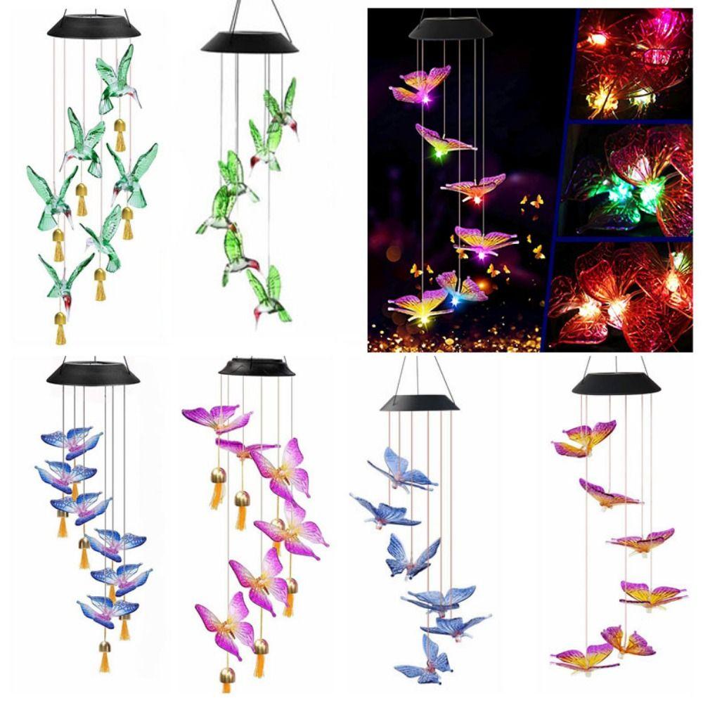 Cute Solar Wind Chime Colorful Gradient Hanging Hanging Solar Lights Weatherproof Landscape Lamp LED Wind Chime Light