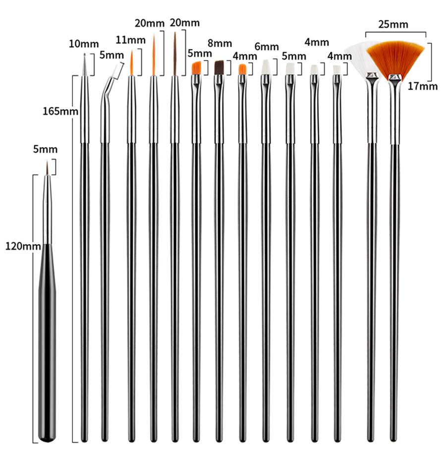 20 pcs Nail Art Gel Design Pen Painting Polish Brush Dotting Drawing Tools Set