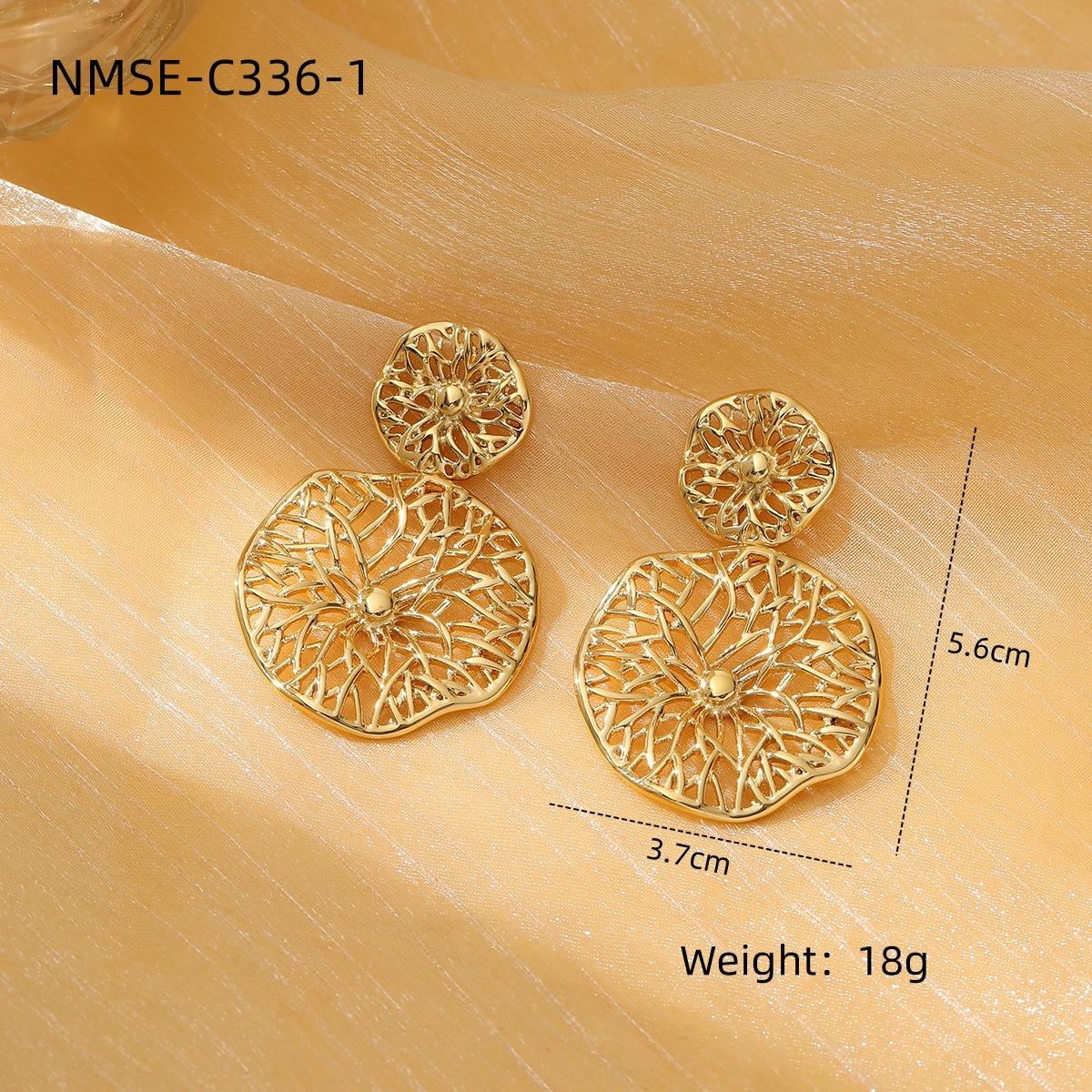 GEMCHIC Women s Hollow Out Irregular Round Titanium Steel Earrings Fashion Creative Personality Cold Style Ear Studs