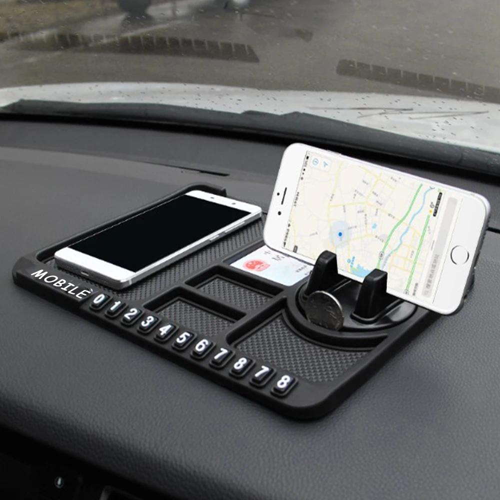 Car cell phone holder multifunctional car anti-slip mat interior supplies pad temporary parking number plate