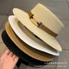 French retro straw hat women's sunshade sunscreen summer hat sun hat belt buckle outdoor woven Hepburn top hat