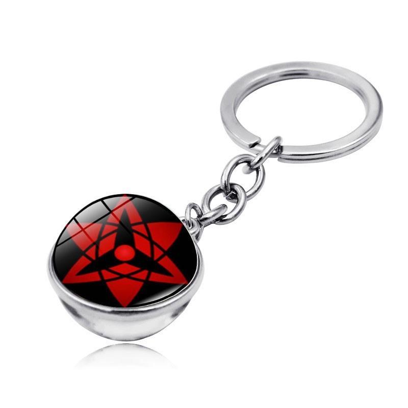 Sharingan Naruto Keychain With Glass Ball Cartoon Style For Anime Memorabilia