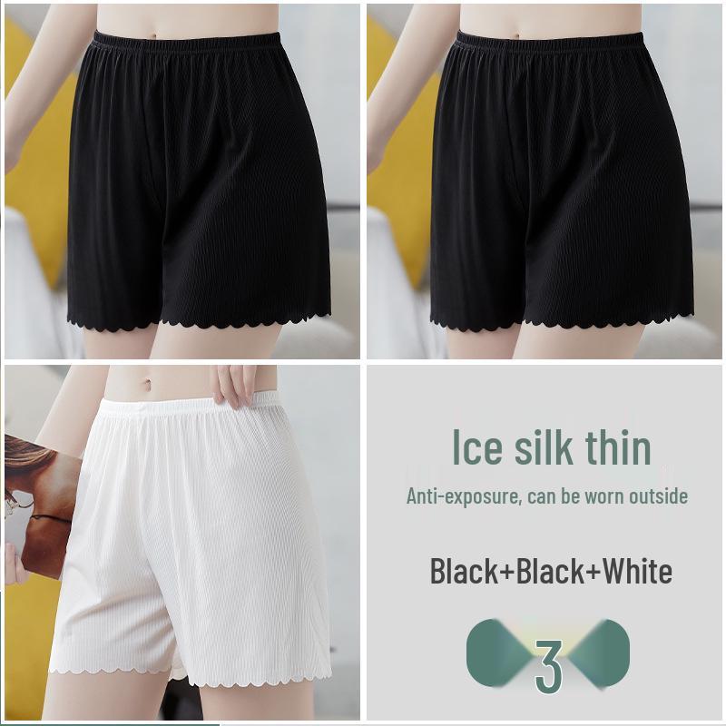Women's Summer Ice Silk Anti-Exposure Loose Shorts with All-Cotton Crotch