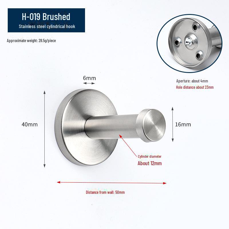 Black Stainless Steel Single Clothes Hook for Home and Hotel Use