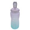 Sports Water Bottle 2000ml Gradient Frosted   Water Bottle with Handle Straw Silicone Hose Water Bottle for Running