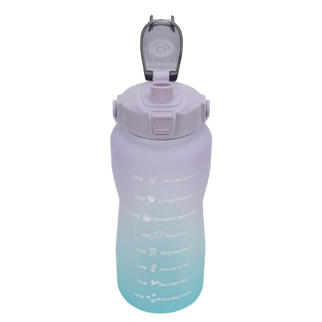 Sports Water Bottle 2000ml Gradient Frosted   Water Bottle with Handle Straw Silicone Hose Water Bottle for Running
