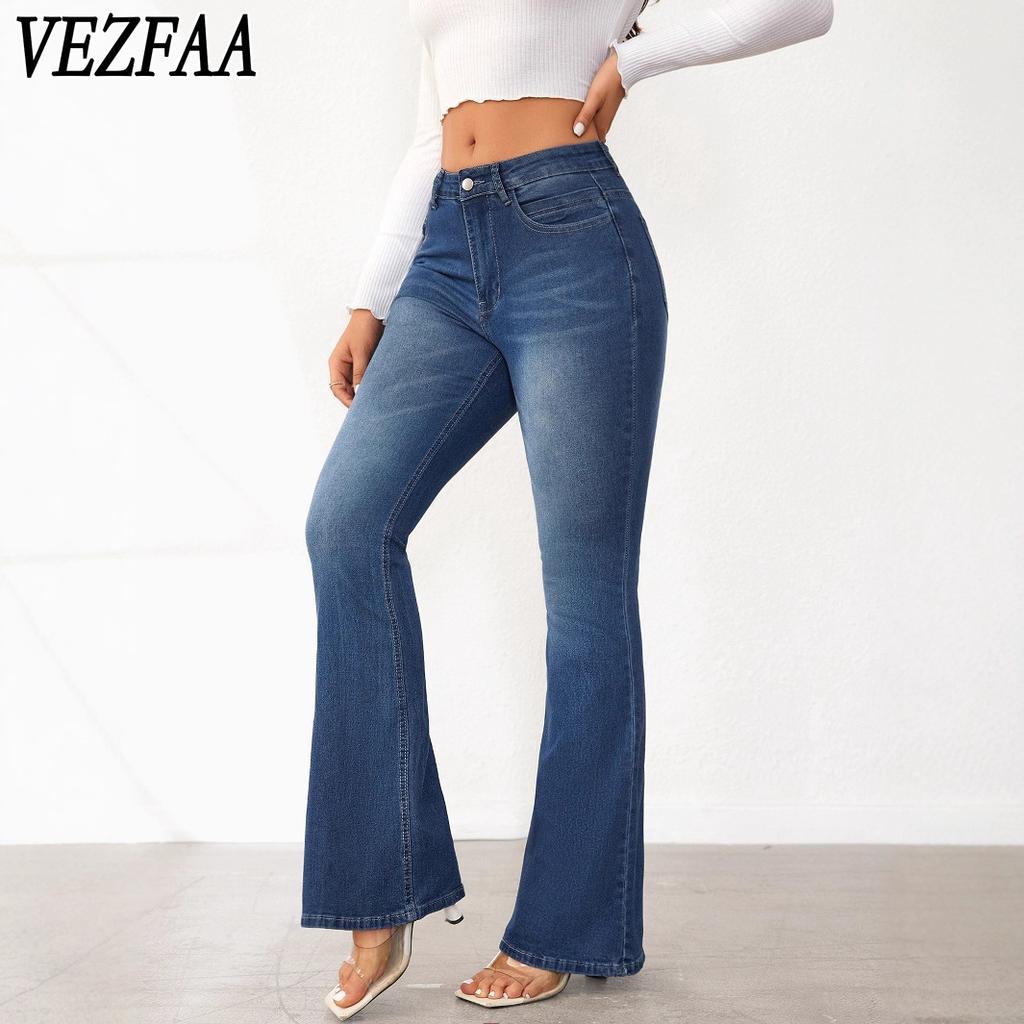 VEZFAA Damenmode, lässig, einfarbig, bedruckt, hohe Taille, Hosen, Hosen und Caprihosen