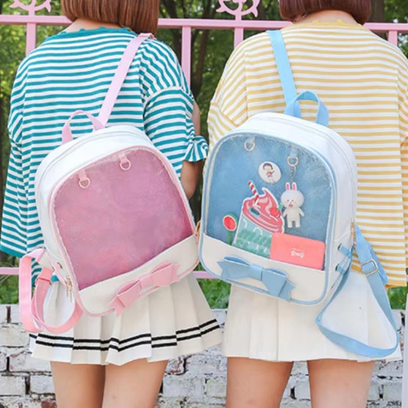 Schoolbag Women's Pink Y2k Cute Mini Backpack Clear Transparent Kawaii Backpacks Large Capacity Ita Backpack School Bags For College Student