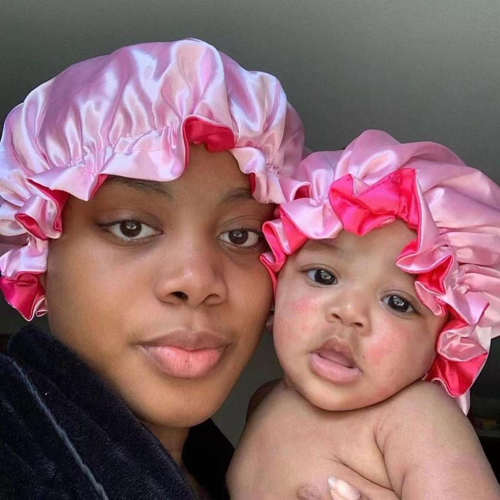 100% Silk Hair Weave Bonnet Satin Designer Bonnets Double Layer Hair Bonnets