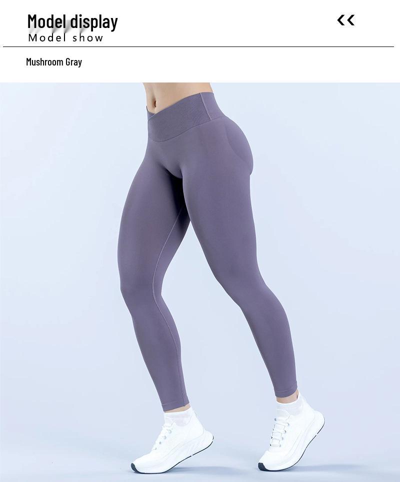 DFYNE Patchwork Crossover Waist Ruched Butt-Lifting Seamless Yoga Pants - Slimming, Low Waist, Long Leg Design