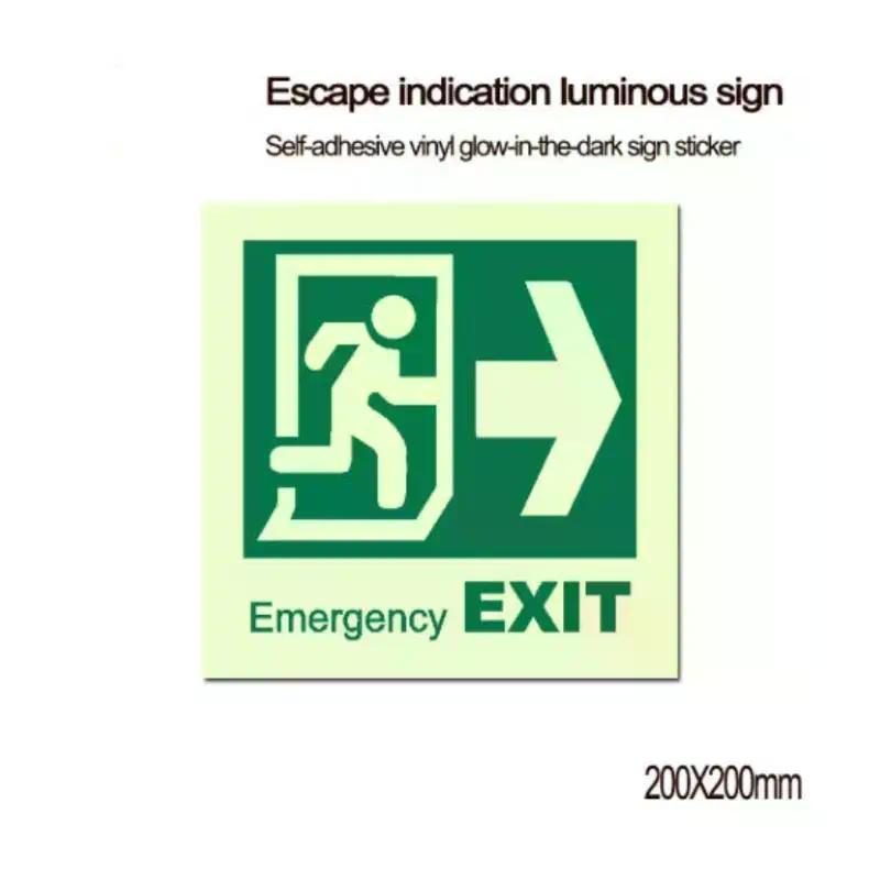 1 Sheet Glow-In-The-Dark Safety Exit Emergency Passage Sign Label Sticker Luminous Escape Direction Guide Sign Stickers