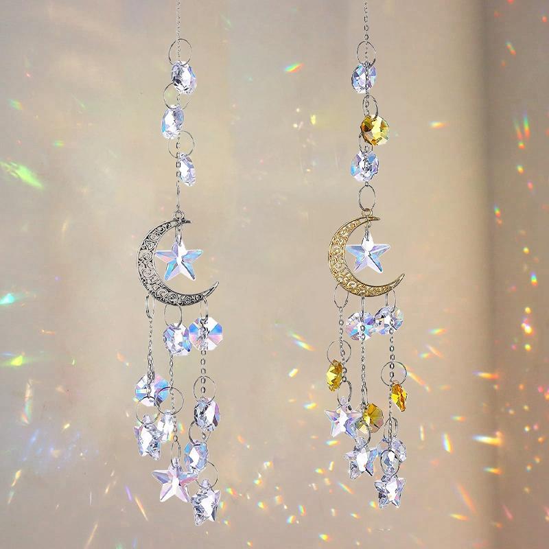Sun Catcher Outdoor Wind Chimes Hanging Decor Heart Shape Artificial Crystal Rainbow Hanging Decor Outdoor Garden Decor Kid Gift Quality