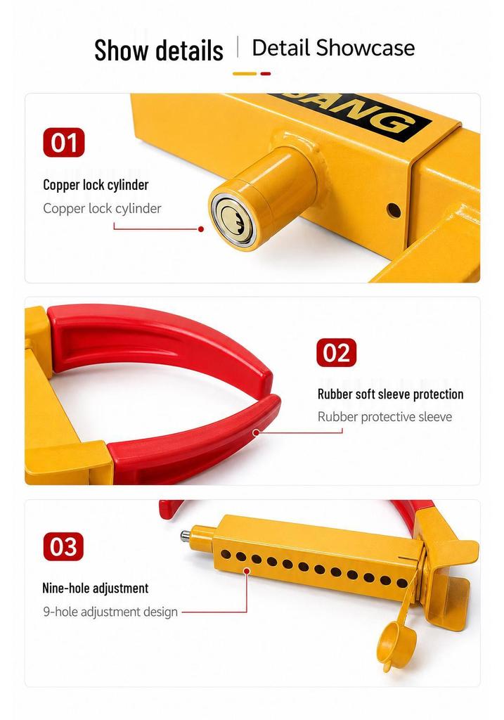 Retractable Universal Car Tire Lock Anti-theft Bull Horn Pliers