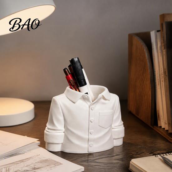 Funny Kitchen Gadget Gift 3D Printed Shirt Shape Pen Holder, Novelty Stationery Organizer, Decorative Pot for Desk Large Capacity Container