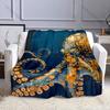 Multiple Sizes Octopus Pattern Art Design Print Blanket Flannel Material Soft Warm for All Seasons Home Outdoor Camping Picnics