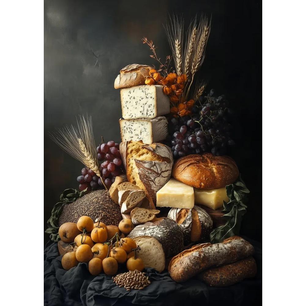 Delicious Assortment of Fresh Bread Posters Freshly Baked Wheat Prints Canvas Painting Wall Art Pictures Home Living Room Decor