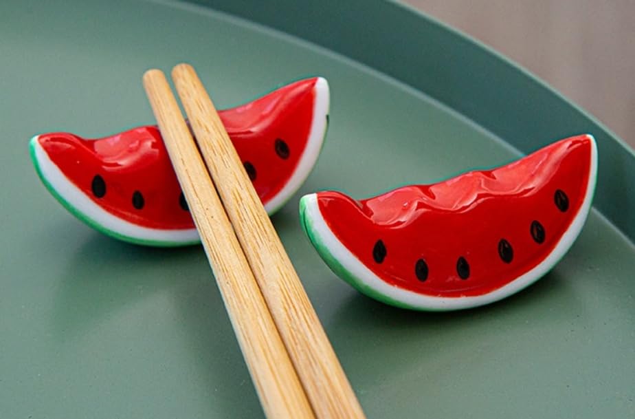 speed mao Cute Watermelon Ceramic Chopstick 2 Set of 6 Rests, Colors,