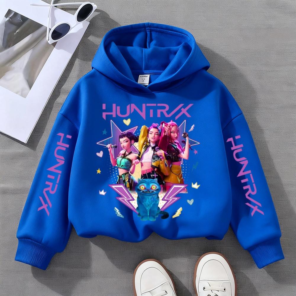 KPop Demon Hunter Cute Printed Girls' Hoodie Children's Autumn and Winter Casual Fashion Warm Pullover Sweatshirt