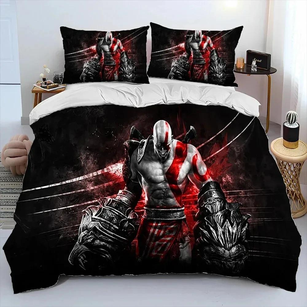Game God of War Kratos Bedding Set Duvet Cover Bed Set Quilt Cover Pillowcase Comforter King Queen Size Boys Adult Bedding Set