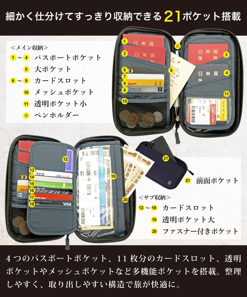 Pablito Passport or Large Security Travel Ticket Study Valuables Storage Case, 3-Way, Neck, Shoulder, Handheld, Anti-Skimming, Capacity, Pouch,