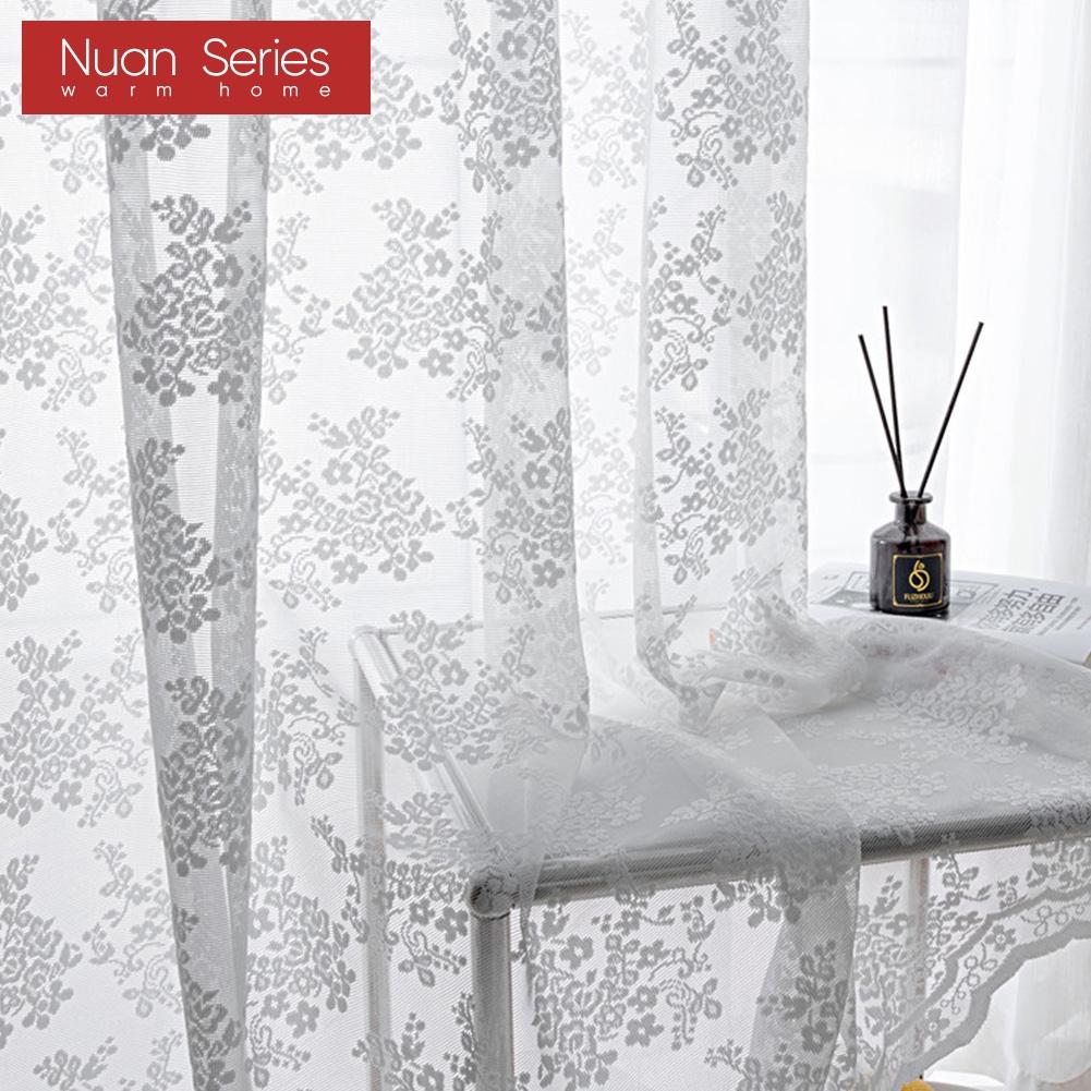 1 Pezzo Serie Nuan Pizzo Bianco Lavorato a Maglia Piccolo Floreale Chiffon Tenda per Soggiorno Camera da Letto Balcone Decorazione Casa