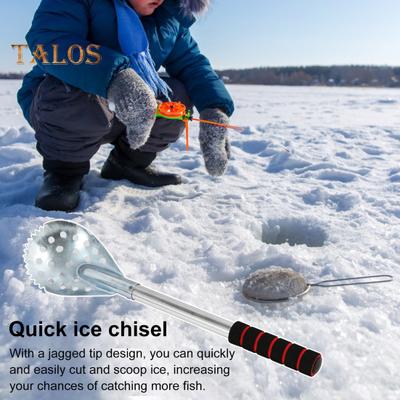 Épuisette Écumoire Pêche sur Glace 17,3 pouces Acier Inoxydable Équipement Pêche sur Glace Épuisette à Trous pour Retirer Facilement la Neige et la Glace