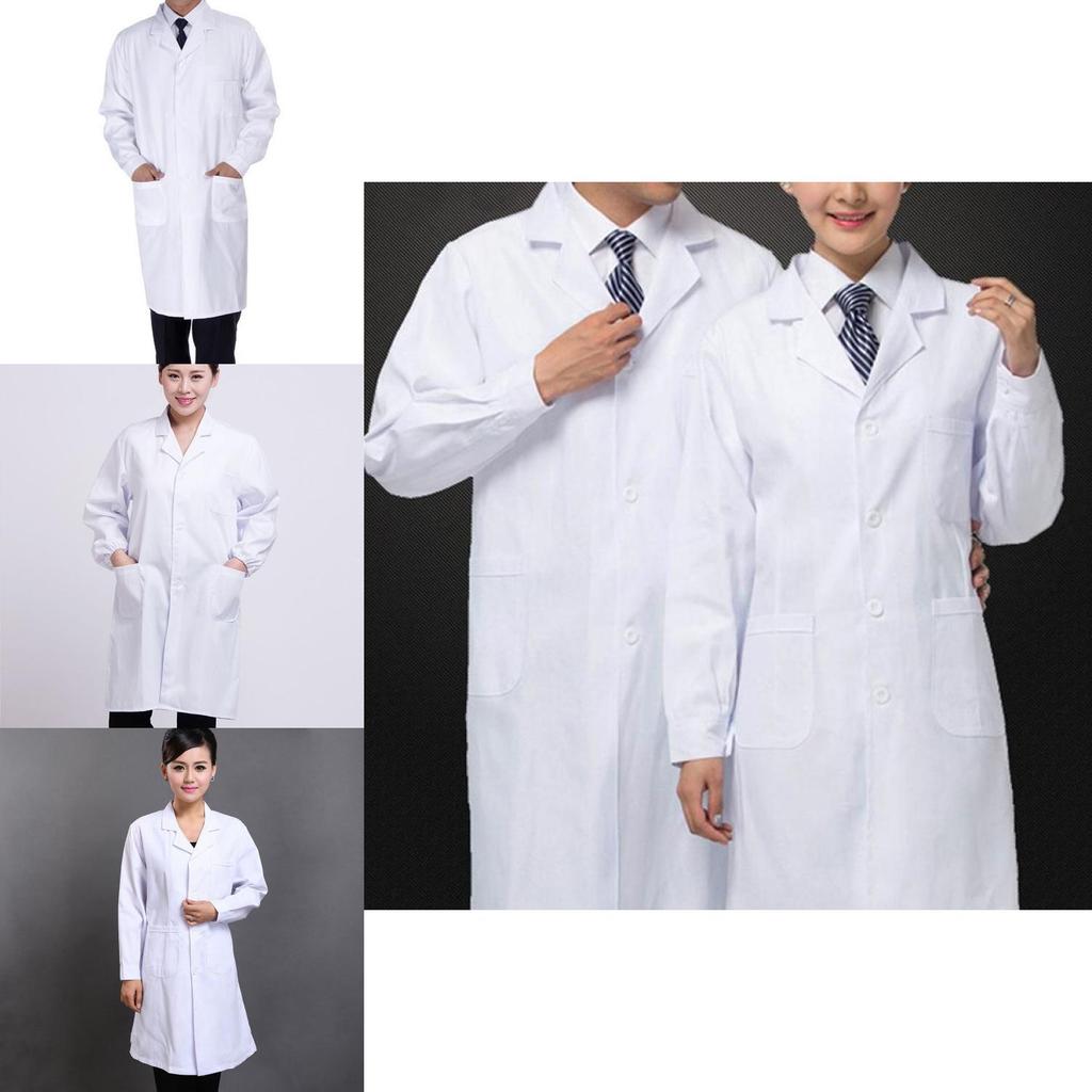 Comfortable Casual Doctor Nurse Uniform Long Sleeve Lab Coat White Workwear